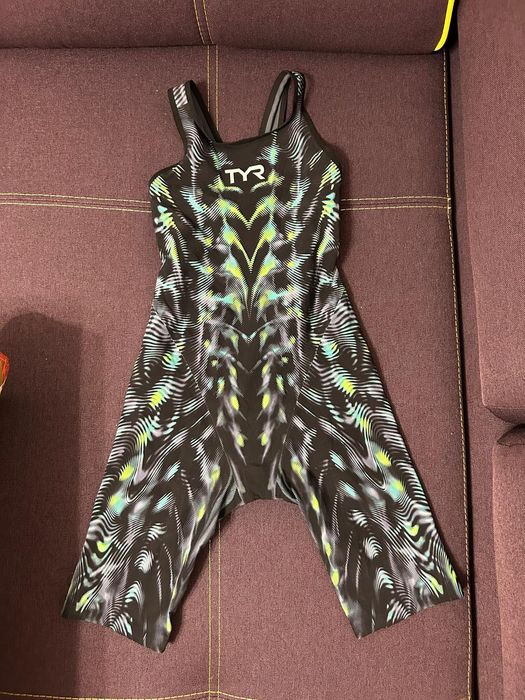 Costum tehnic inot Venzo Genesis Open  Back Seel Green Swimsuit