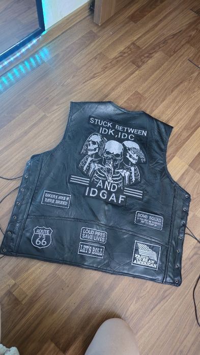 Байкерский жилет из натуральной кожи 3XL