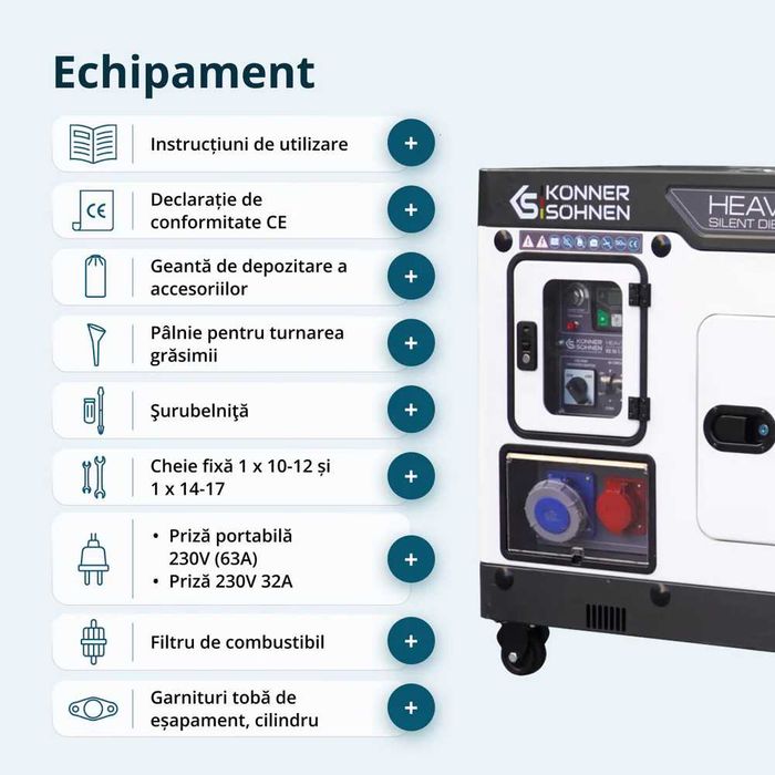 Generator de curent Konner & Sohnen KS16-1E Silent  16 kVA 230V diesel Heavy Duty insonorizat