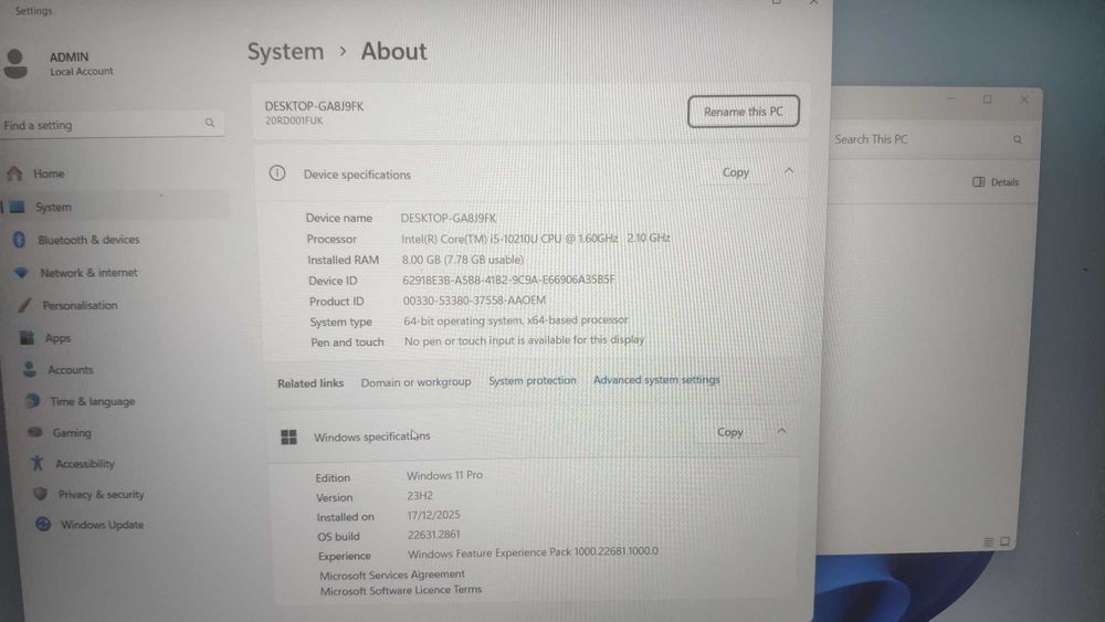 15'6 лаптоп Lenovo Thinkpad E15 Core i5 10210U/8GB RAM/240GB SSD