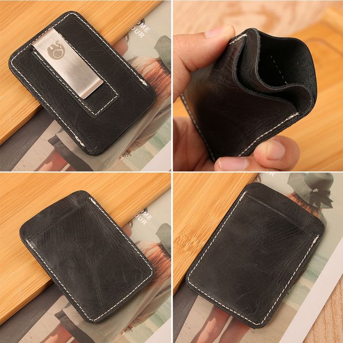 Portofel bani si card din piele, lucrat manual !