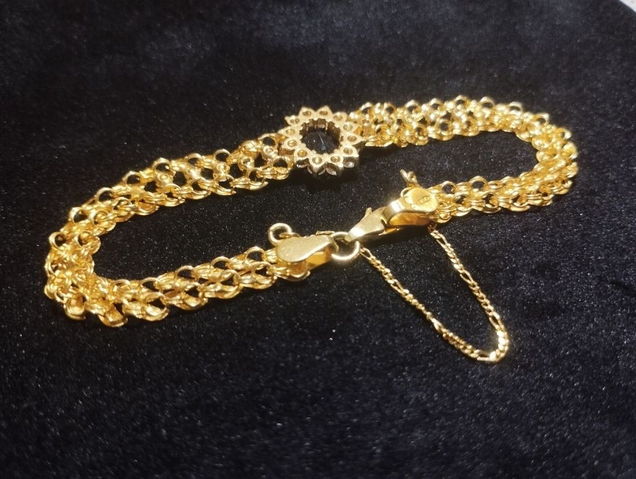 Brățară Aur 18K/13,11g Safire&Cubic Zirconia — Lucrătură italiană eleg