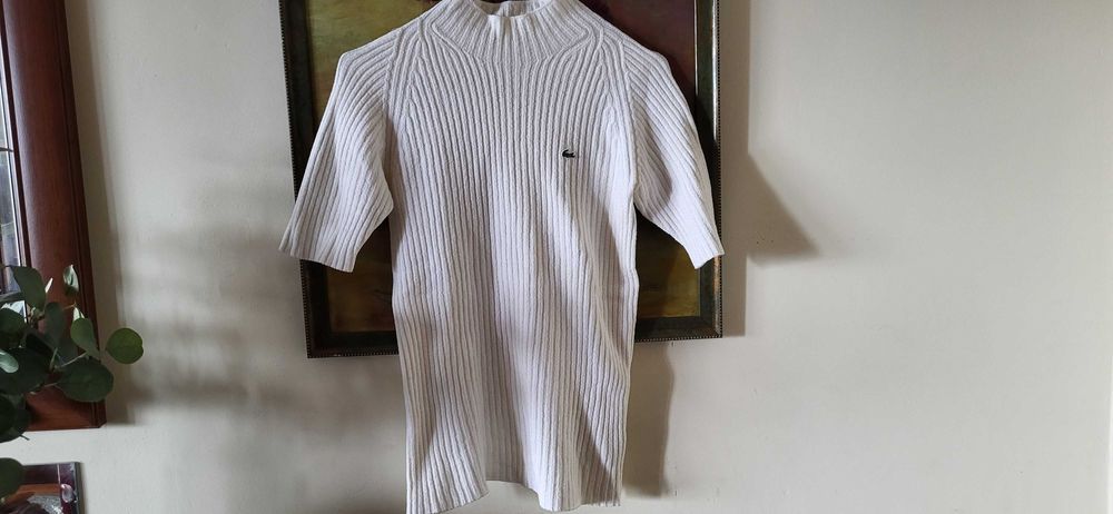 Pulover alb maleta Lacoste original