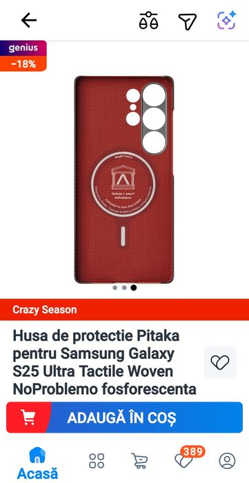 Vand carcasa pentru samsung S25 ultra noua la cutie originala Pitaka din kevlar foarte subtire si rezistenta!
