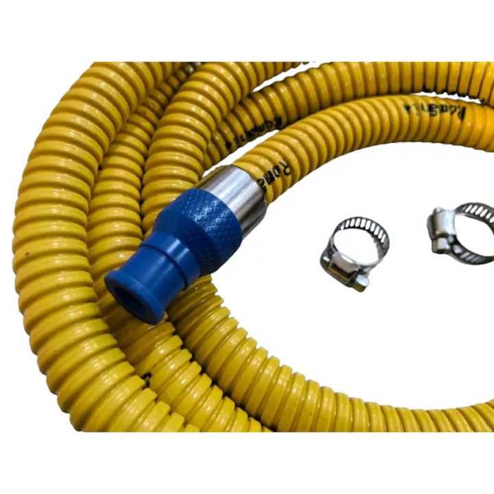 Furtun de gaz pentru butelie, 3m, INOX, flexibil, cu coliere, MVD
