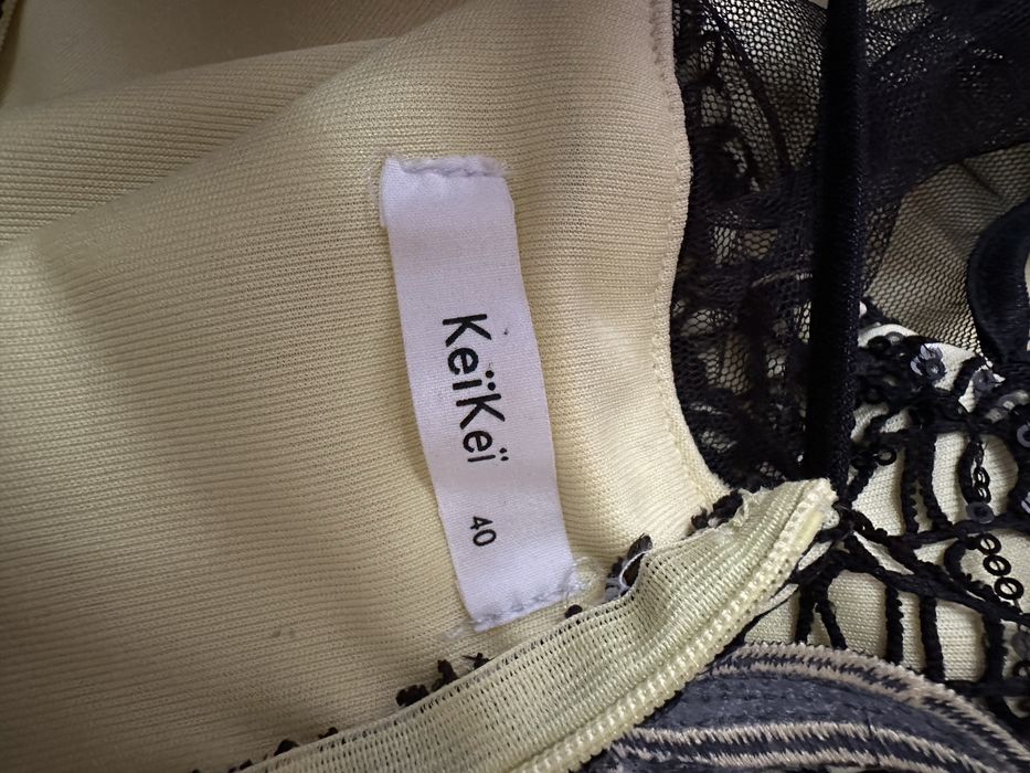 Rochie de ocazie KeïKeï, galben și negru, mărimea 40