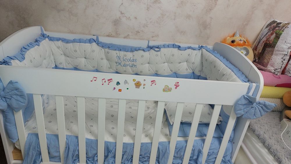 Pătuț  alb  cu saltea