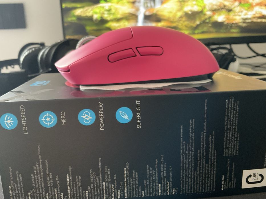 Mouse gaming wirless Logitech  Pro x superlight pink ,25 k dpi ,1000hz