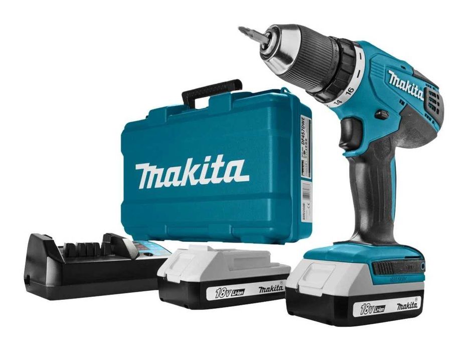 Masina de gaurit si insuburat Makita DF457DWE, 18V, 1 acu li-ion, 1.5 Ah, 42 nm