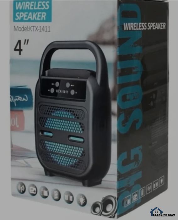 Блутут колонка цветомузика от 4 страни FM Radio, SD card, слот за флаш