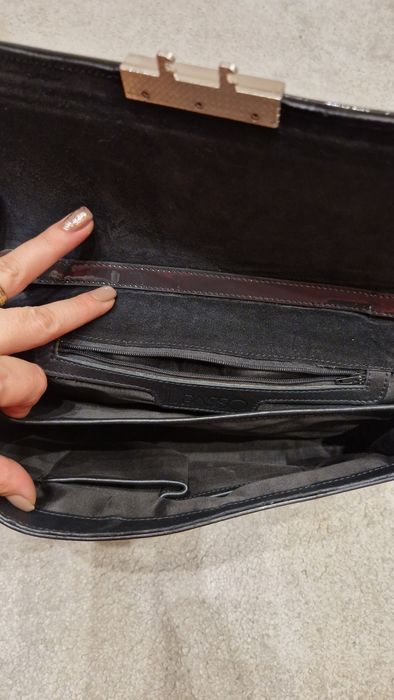 Poseta umar piele Il Passo neagra cu model