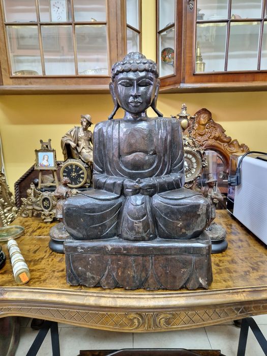 Великолепна антикварна дървена фигура статуетка