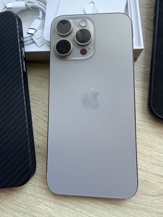 iPhone 15 Pro Max 256GB Natural Titanium, liber rețea, cutie, factură eMAG