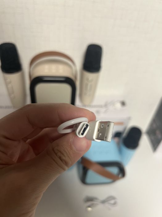 Караоке колонка с два микрофона, LED светлини и Bluetooth