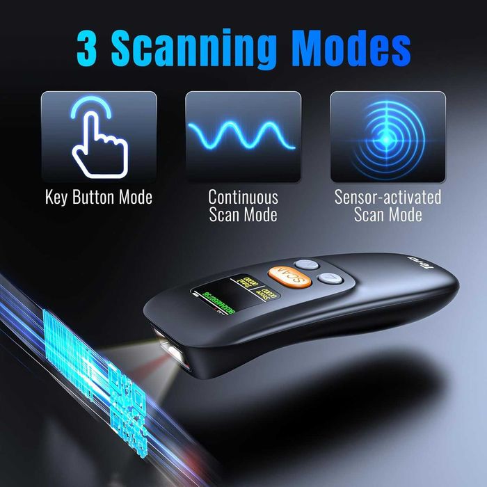 Мини безжичен скенер за баркодове Tera 1600, 1.4" екран, 1200 mAh