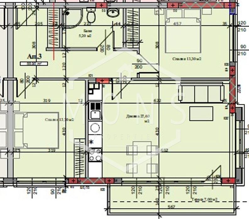 3-стаен в Велико Търново-Картала площ 100 цена 134900