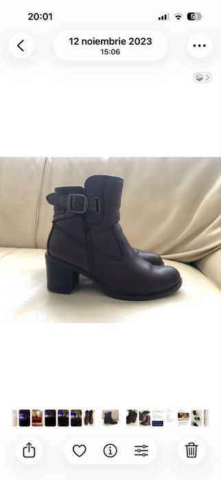 Botine din piele toc mediu