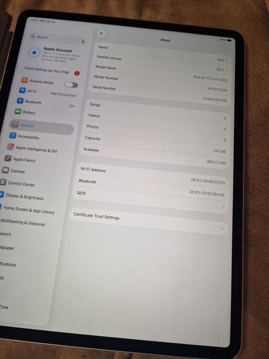 Ipad Air 13 inch M2 512GB schimb cu iphone