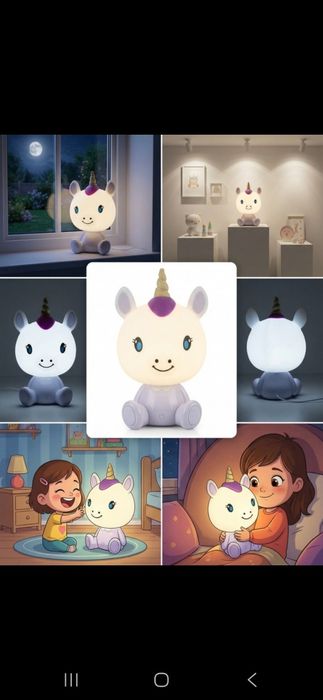 Lampa de Veghe Unicorn cu 3 Nivele de Lumina & Cablu USB,