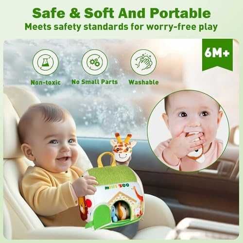 Сензорен зоопарк сет за бебе с 5 плюшени животни интерактивна къщичка