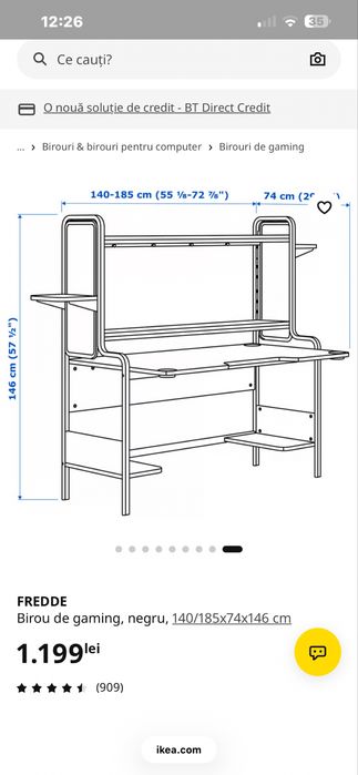 Birou/ Masa gaming neagra ikea