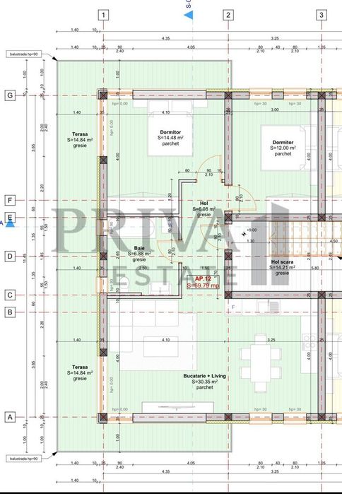 Penthouse 3 camere, 2 bai, 70 mp, terasa 30 mp,Giroc