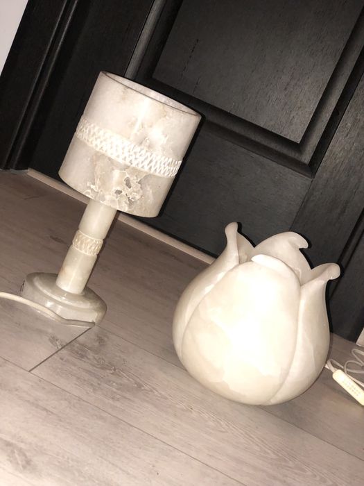 Mid Century  Superbe 2 Lampa de masa alabastru/ marmura