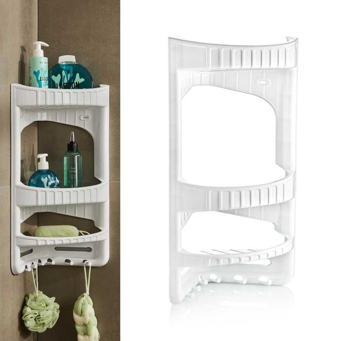 Ъглова етажерка за баня на три нива