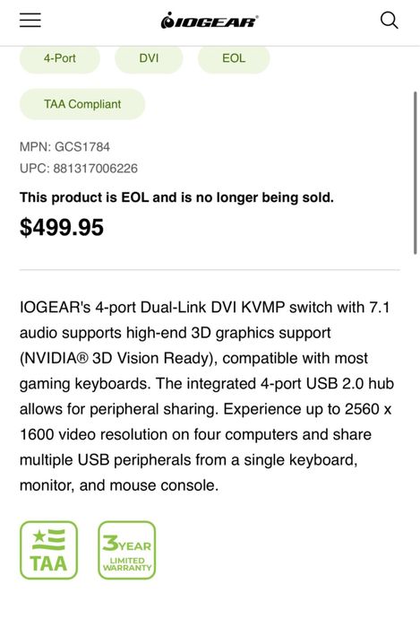 Продам хаб dvi 10 port logear фирма