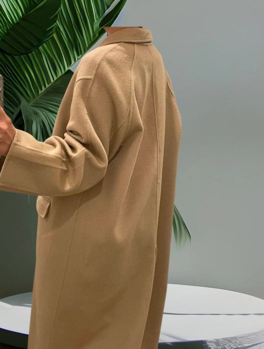 Palton de primăvara duble faced bej camel deschis cu lână Zara XS S