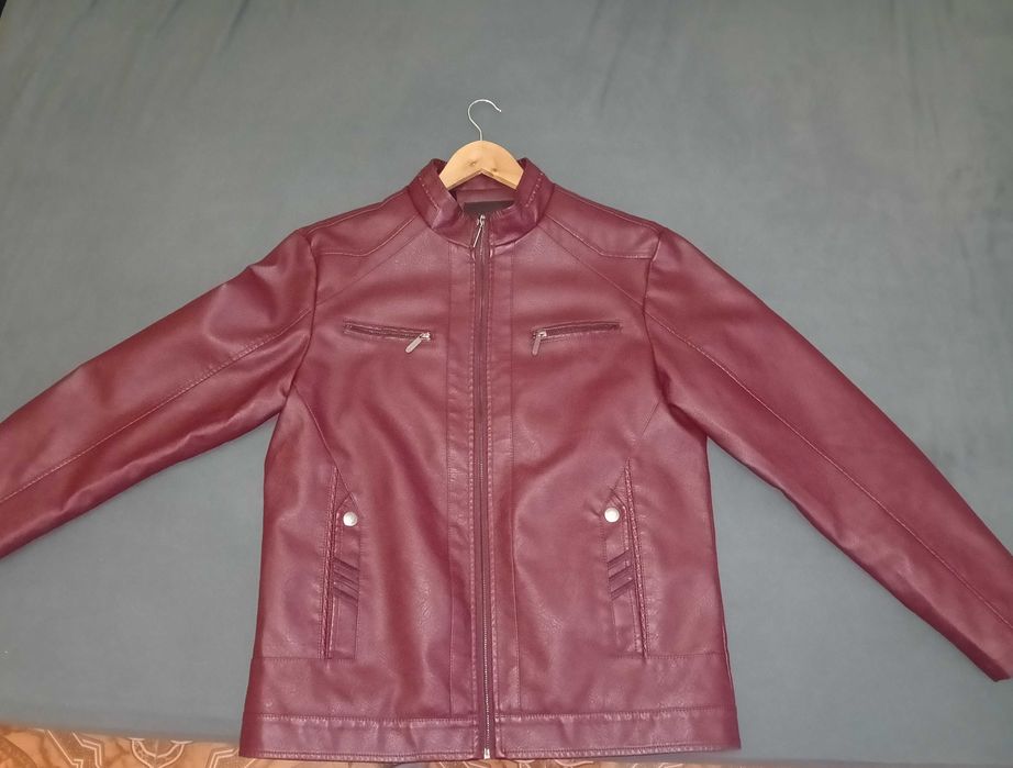 American Breed Яке от изкуствена кожа цвят бордо. Размер L