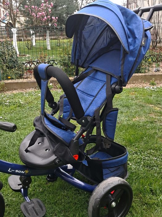 Tricicletă pentru copii, model tip cărucior (3 în 1), foarte practică