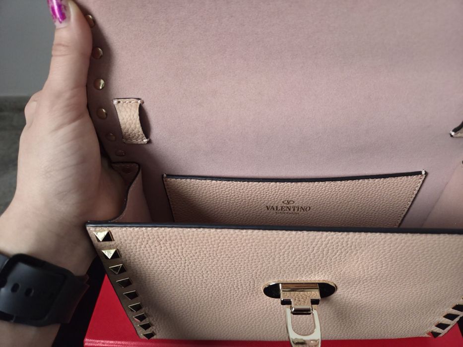 Valentino Garavani Rockstud Flap Bag Powder Pink