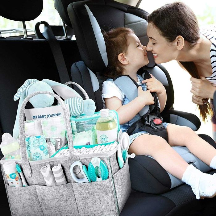 Organizator geanta pentru cosmetice si accesorii bebe gri 33x23x18