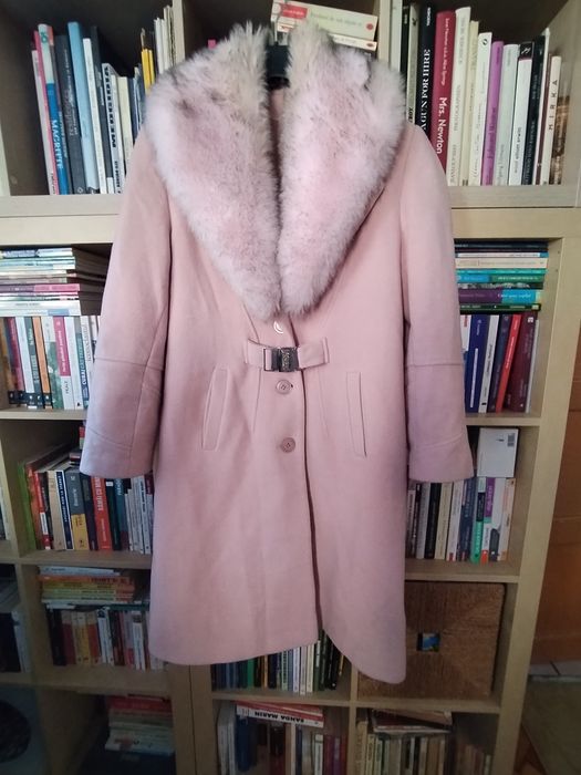 Palton roz pudrat cu 75 la sută lână+ cașmir