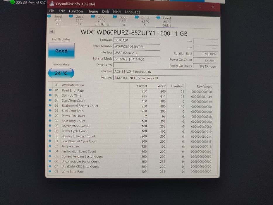 HDD Western Digital WD Purple 6TB – 100% Health – 25 porniri