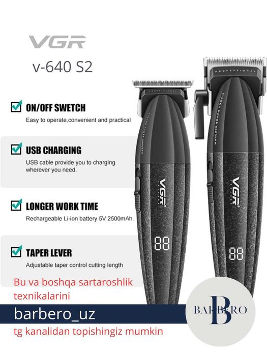 VGR 640 s2 Soch olish mashinkasi va trimmer to'plami
