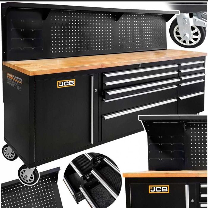 Подвижен шкаф за инструменти с работен плот JCB