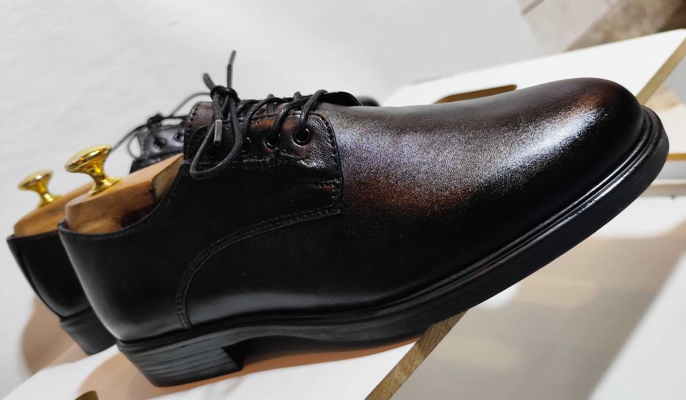Pantofi derby 40 41 plain toe Cesare Cave piele naturala moale