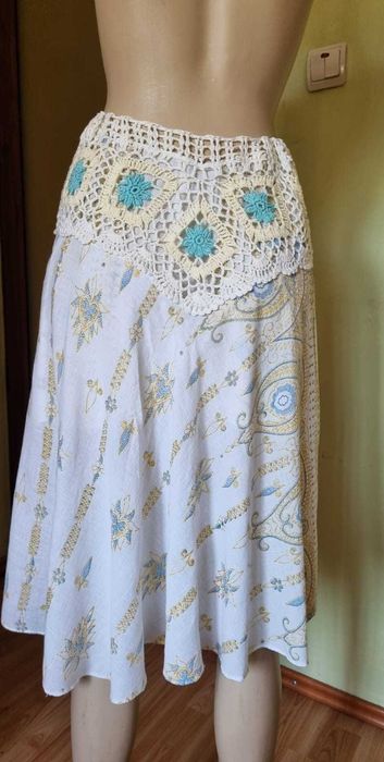 Fusta midi bumbac 100%, dublura de bumbac, talie crosetata, marime universala