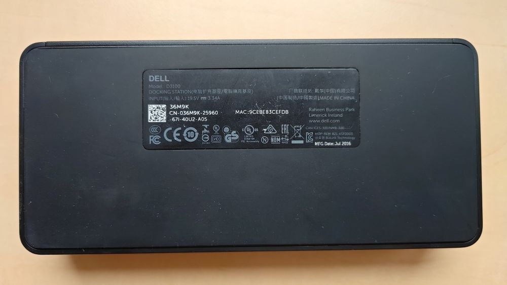 Docking Station Dell --Model D3100-- 4K Display Link - Plug&Display