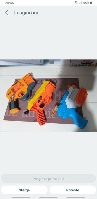 Set 3 Nerf Pistoale  cu Gloante de pluta