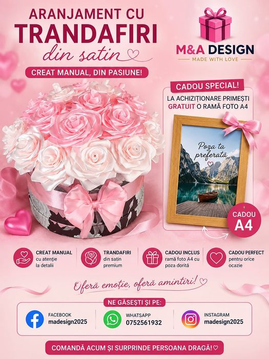 Buchete de trandafiri din satin handmade – Cadoul care rămâne
