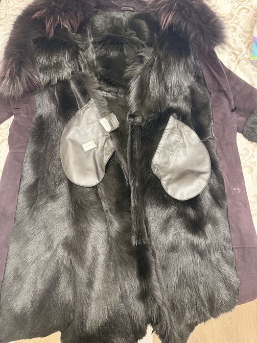 Дубленка фиолетвая кожаная