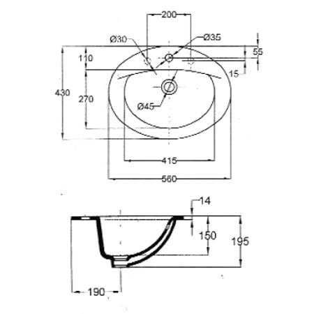 Вградена мивка (за плот) Jacob Delafon PATIO E4155-00 56×43