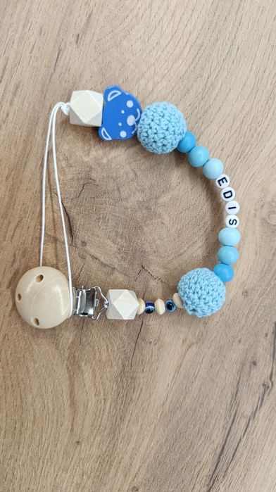 Персонализиран бебешки дървен клипс за залъгалка