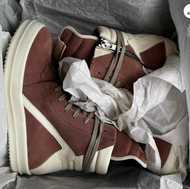 Rick Owens Pink Suede Geobasket Sneakers Trainers