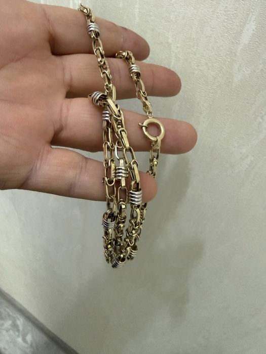 Lant aur 14k galben cu alb