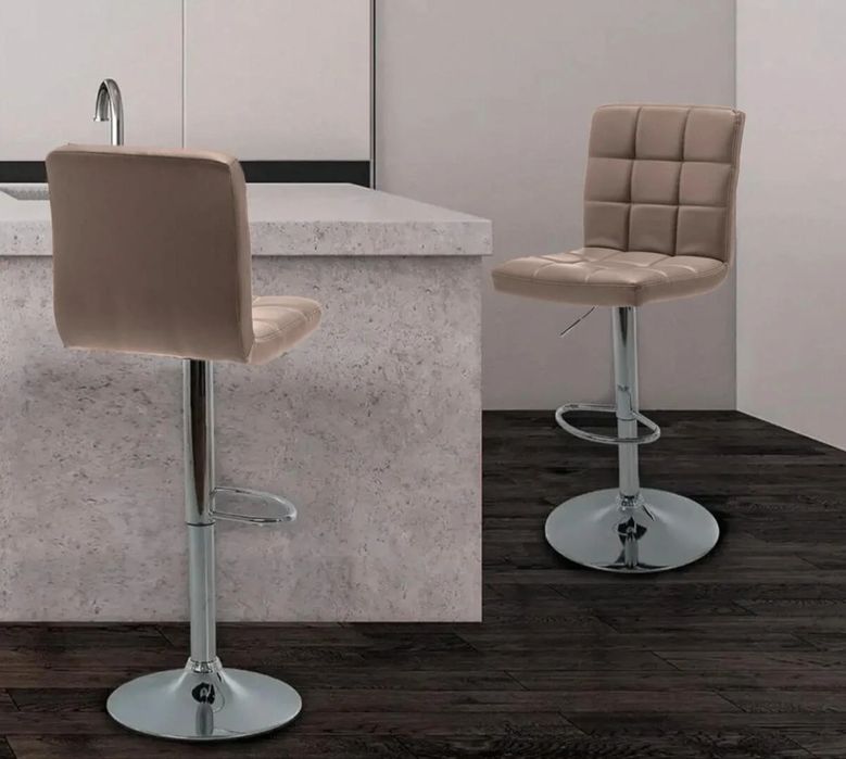 Комплект 2Броя Елегантни Бар Столове с Облегалка