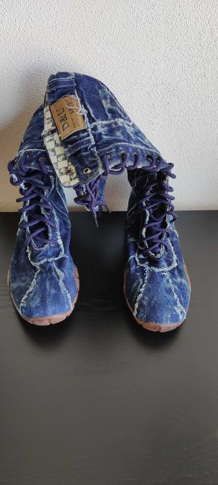 ghete cizme lungi material blugi, NOI, marimea 39 , cu mic defect